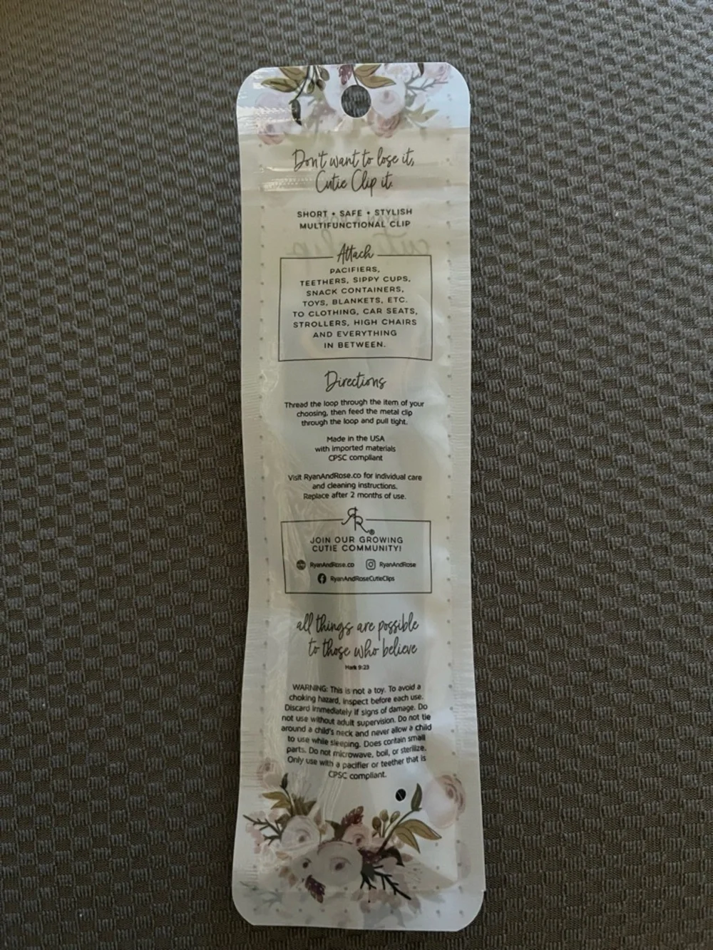 Ryan & Rose 3 pack of Cutie Pacifier clip